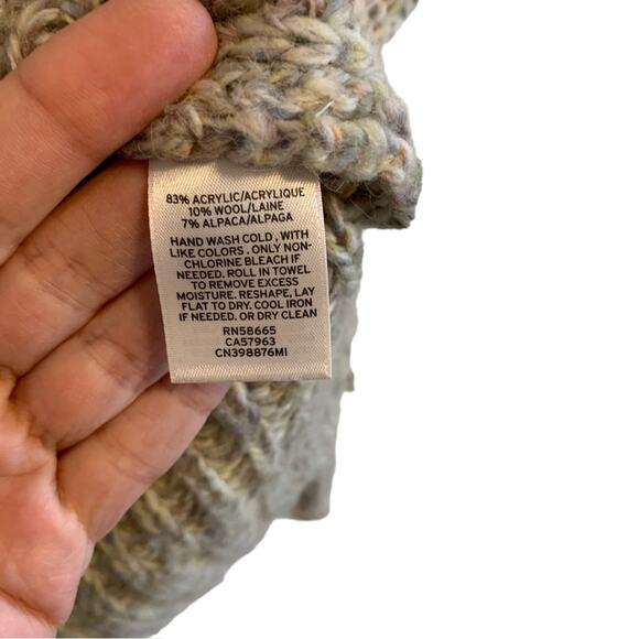 Caslon Cream Multi-Color Knit Wool Blend Wide Neck Pullover Sweater - Picture 6 of 8